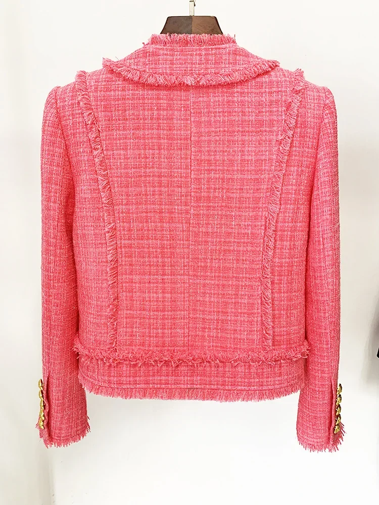HIGH STREET Newest 2026 Runway Designer Fashion Women's Diamonds Rhinestone Beaded Tassel Tweed Jacket