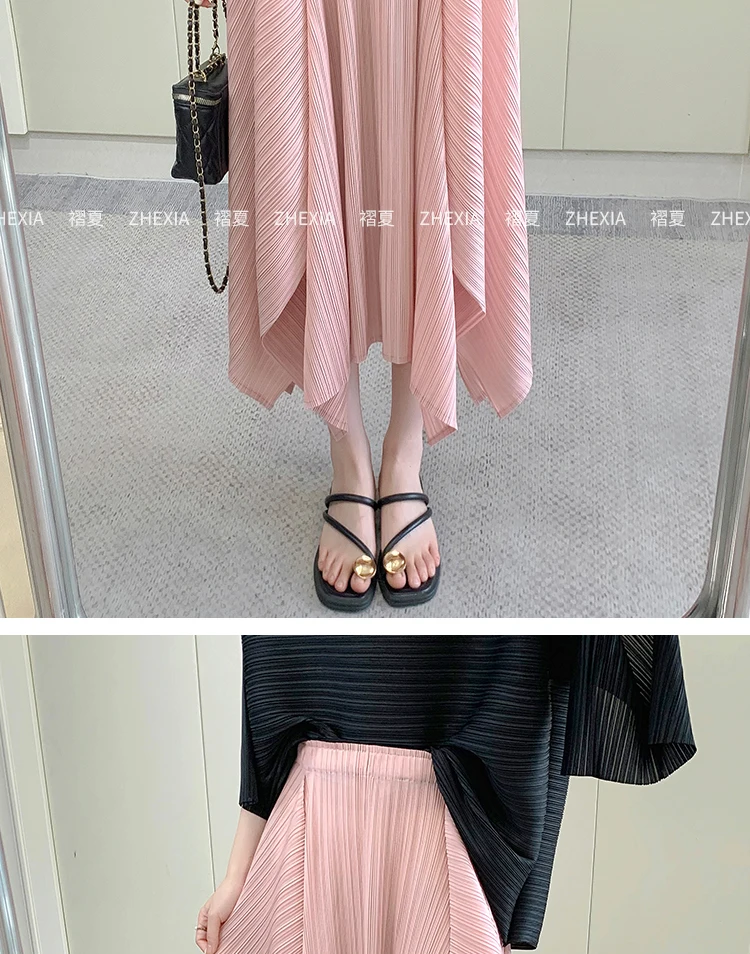 Miyake Temperament Pleated Half Skirt for Women 2024 Summer New Drape Feeling Irregular Pleated Long Skirt for Women