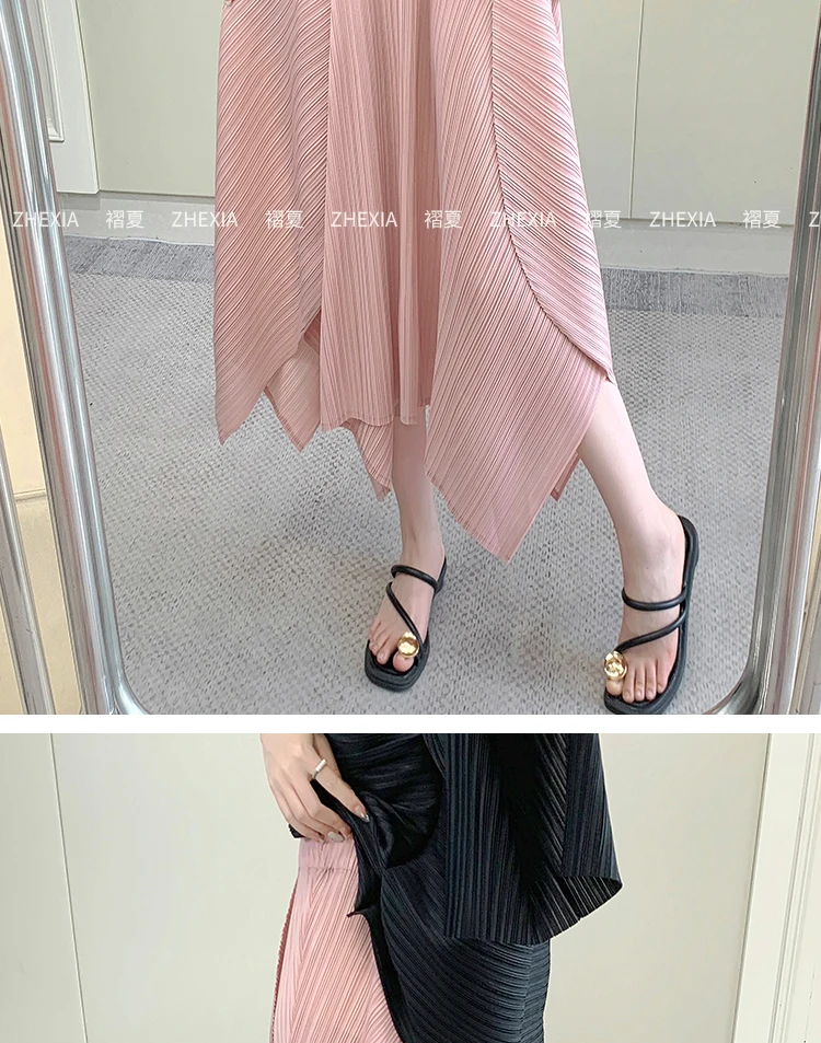 Miyake Temperament Pleated Half Skirt for Women 2024 Summer New Drape Feeling Irregular Pleated Long Skirt for Women