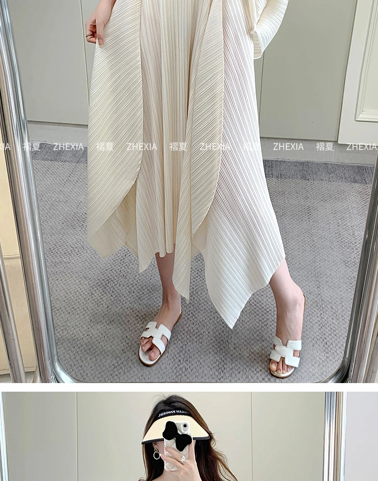 Miyake Temperament Pleated Half Skirt for Women 2024 Summer New Drape Feeling Irregular Pleated Long Skirt for Women