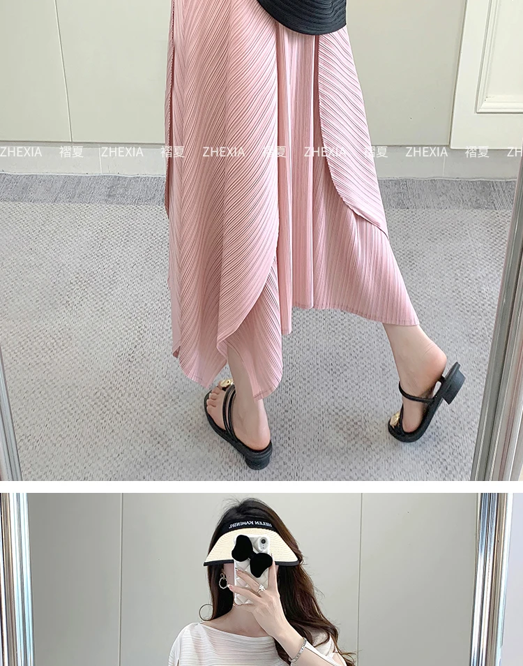 Miyake Temperament Pleated Half Skirt for Women 2024 Summer New Drape Feeling Irregular Pleated Long Skirt for Women