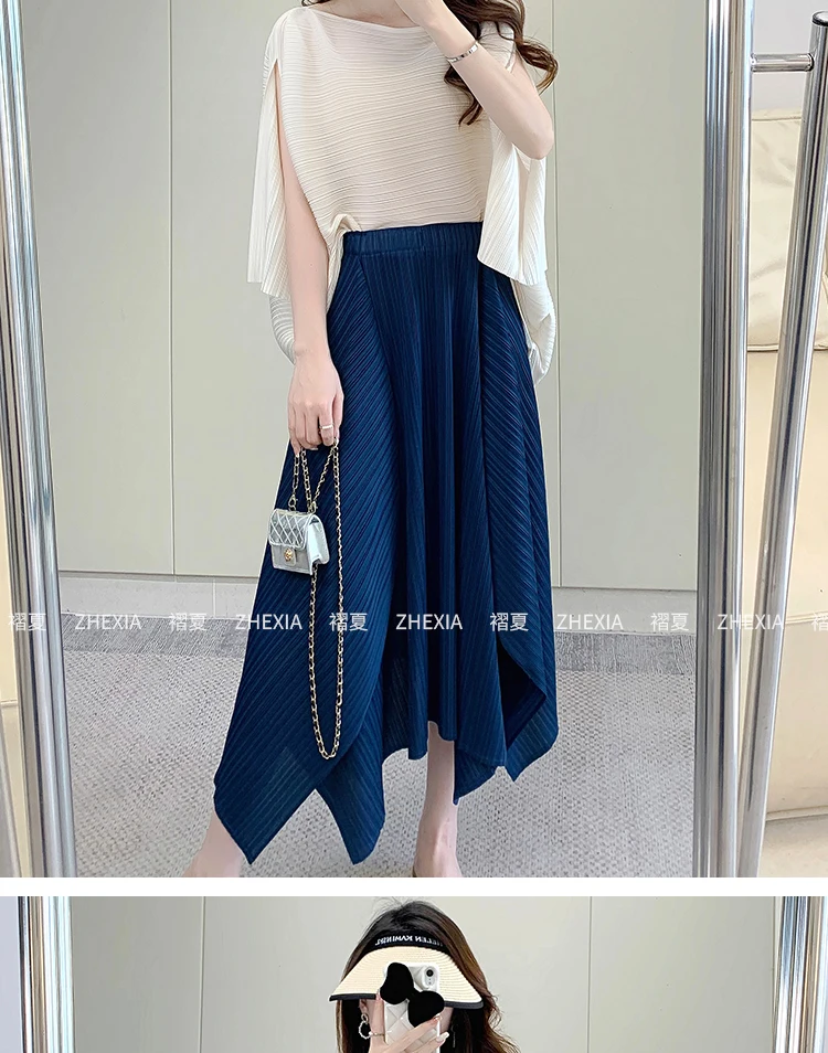 Miyake Temperament Pleated Half Skirt for Women 2024 Summer New Drape Feeling Irregular Pleated Long Skirt for Women