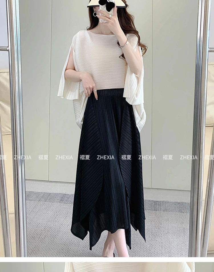 Miyake Temperament Pleated Half Skirt for Women 2024 Summer New Drape Feeling Irregular Pleated Long Skirt for Women