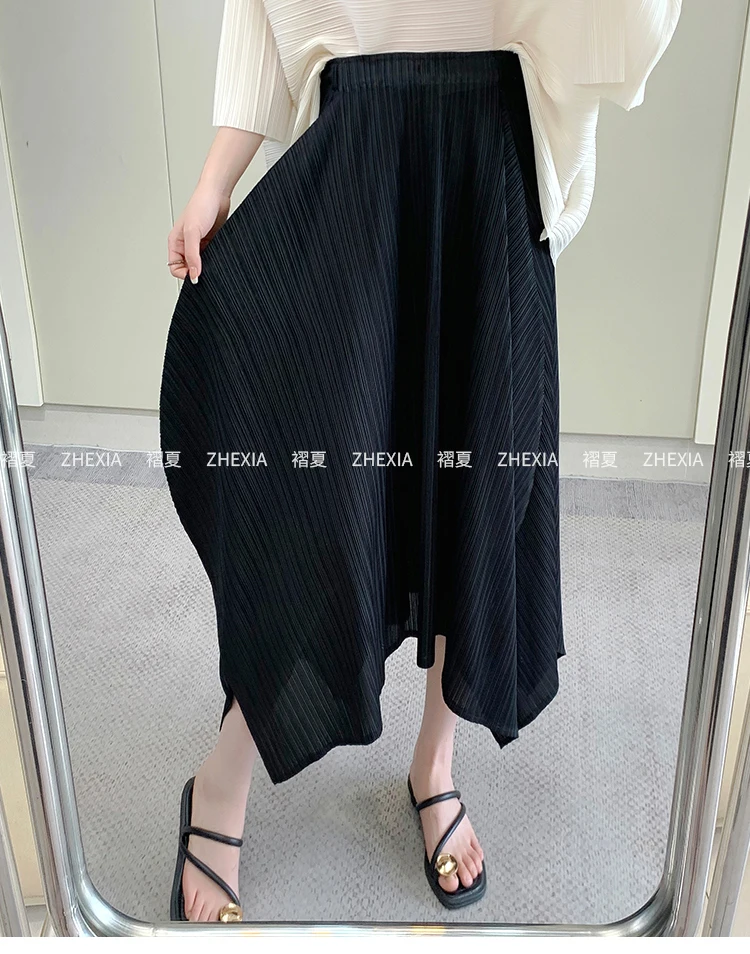 Miyake Temperament Pleated Half Skirt for Women 2024 Summer New Drape Feeling Irregular Pleated Long Skirt for Women