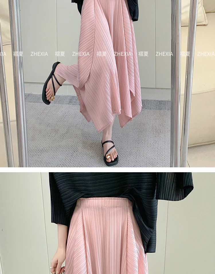 Miyake Temperament Pleated Half Skirt for Women 2024 Summer New Drape Feeling Irregular Pleated Long Skirt for Women