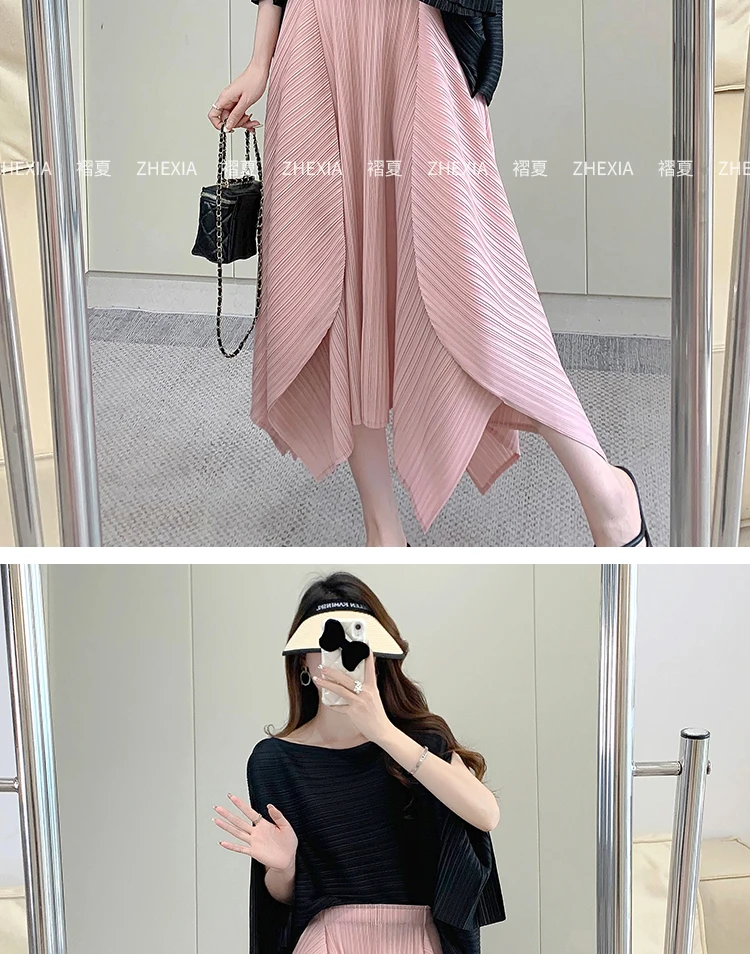 Miyake Temperament Pleated Half Skirt for Women 2024 Summer New Drape Feeling Irregular Pleated Long Skirt for Women