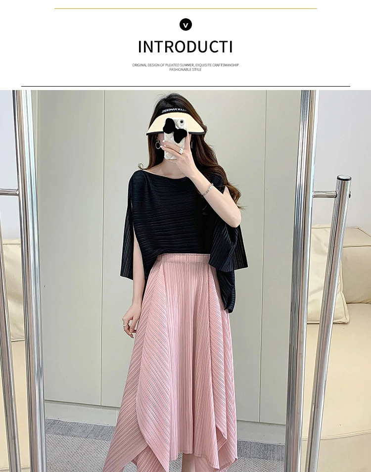 Miyake Temperament Pleated Half Skirt for Women 2024 Summer New Drape Feeling Irregular Pleated Long Skirt for Women