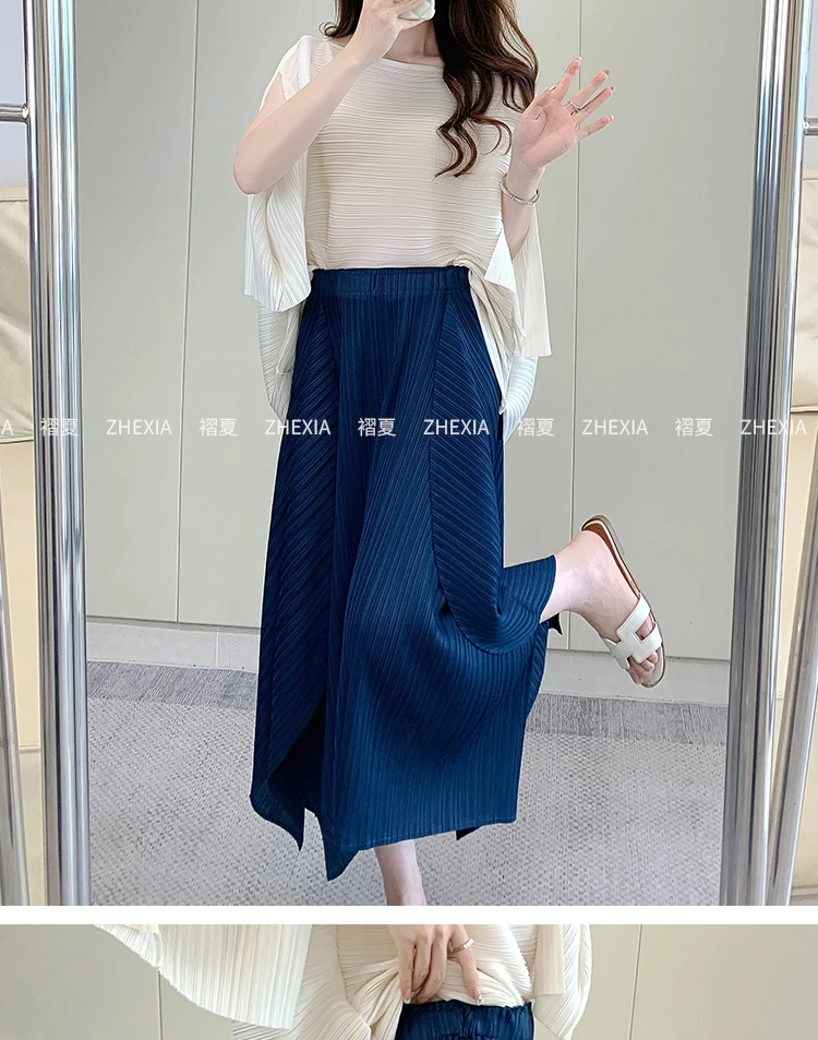 Miyake Temperament Pleated Half Skirt for Women 2024 Summer New Drape Feeling Irregular Pleated Long Skirt for Women