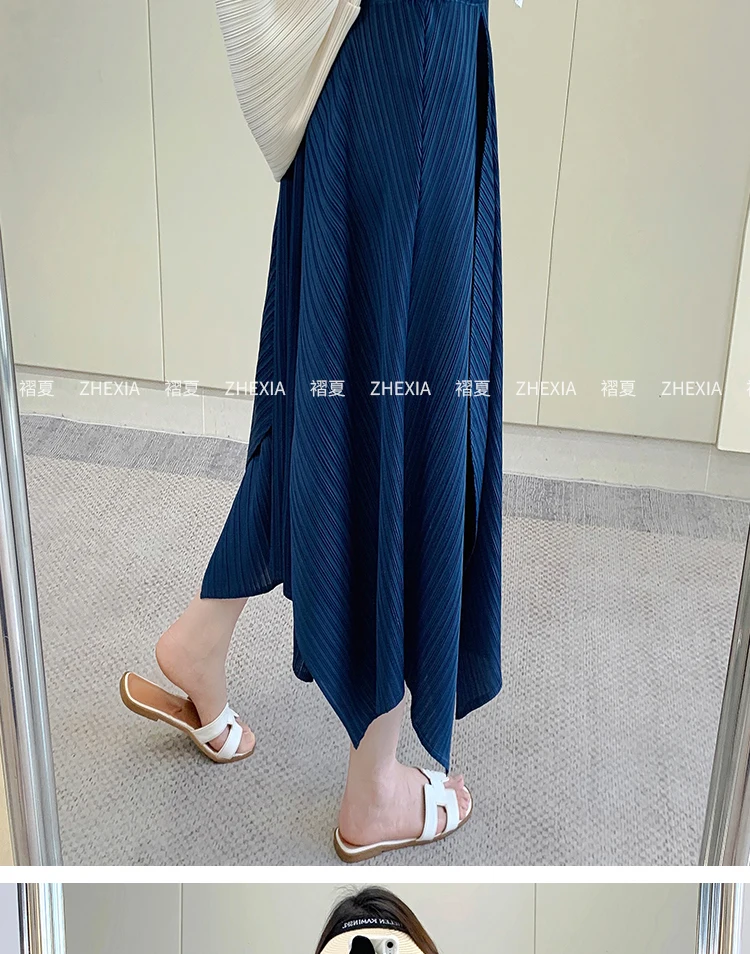 Miyake Temperament Pleated Half Skirt for Women 2024 Summer New Drape Feeling Irregular Pleated Long Skirt for Women