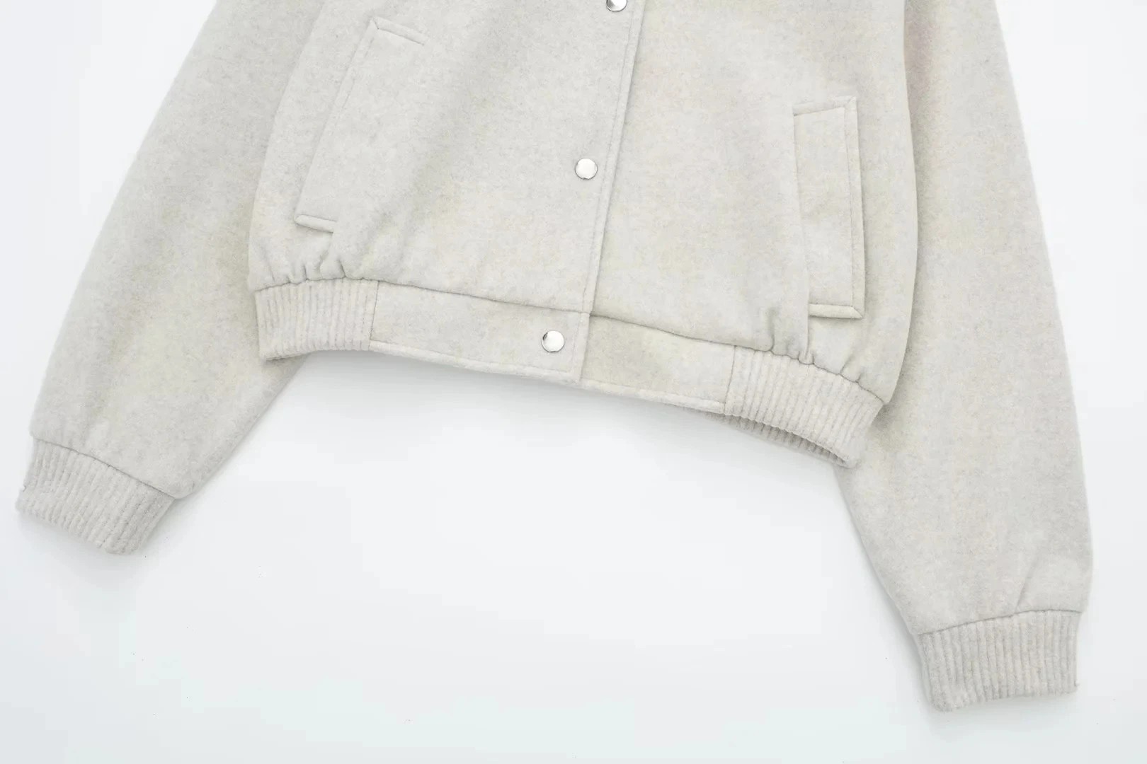 HH Women Cropped Bomber Jacket Female Autumn Casual Button Down Coat with Pockets Women's Fashion Long Sleeve Outerwear