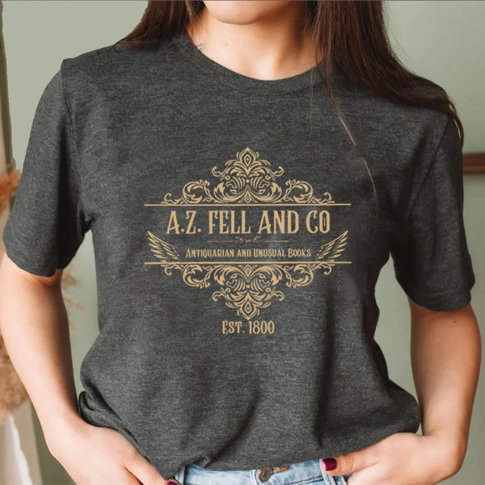 Good Omens T-shirts Woman A.Z. Fell and Co Antiquarian and Unusual Books T Shirt Retro Womens Clothing Unisex Casual Tops