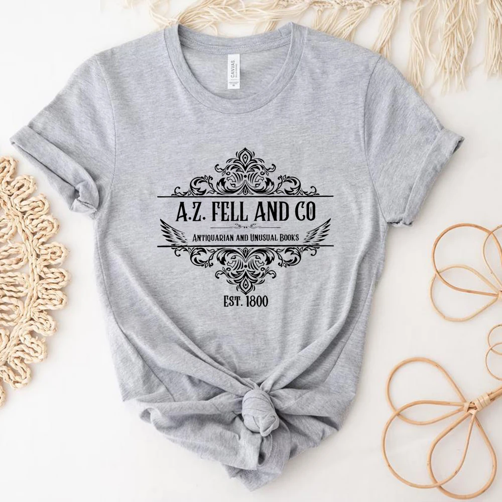 Good Omens T-shirts Woman A.Z. Fell and Co Antiquarian and Unusual Books T Shirt Retro Womens Clothing Unisex Casual Tops