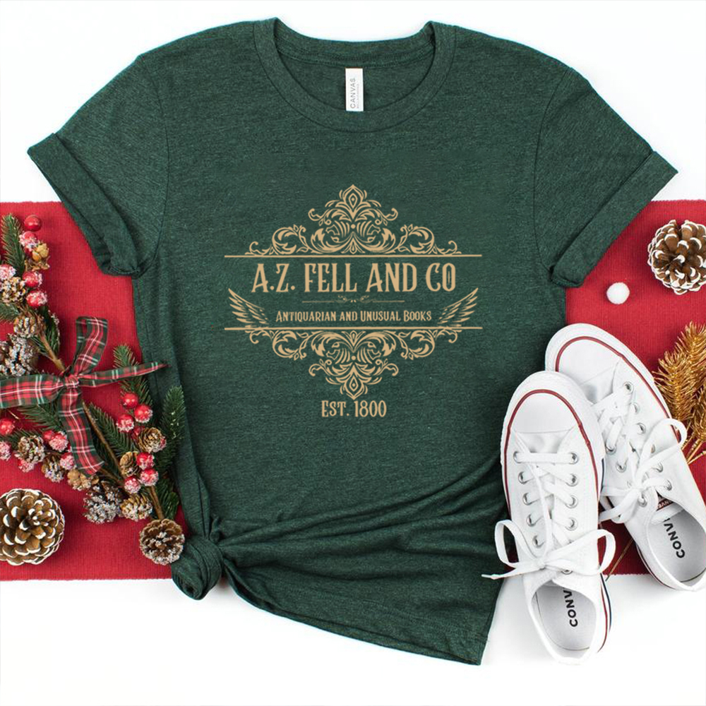 Good Omens T-shirts Woman A.Z. Fell and Co Antiquarian and Unusual Books T Shirt Retro Womens Clothing Unisex Casual Tops