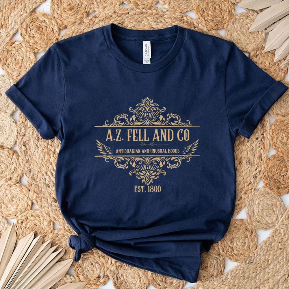 Good Omens T-shirts Woman A.Z. Fell and Co Antiquarian and Unusual Books T Shirt Retro Womens Clothing Unisex Casual Tops