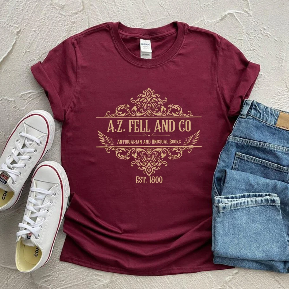 Good Omens T-shirts Woman A.Z. Fell and Co Antiquarian and Unusual Books T Shirt Retro Womens Clothing Unisex Casual Tops