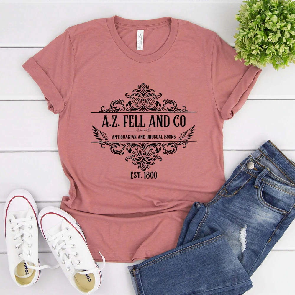 Good Omens T-shirts Woman A.Z. Fell and Co Antiquarian and Unusual Books T Shirt Retro Womens Clothing Unisex Casual Tops