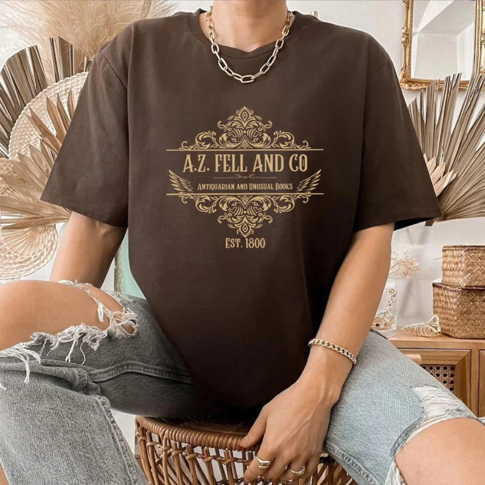 Good Omens T-shirts Woman A.Z. Fell and Co Antiquarian and Unusual Books T Shirt Retro Womens Clothing Unisex Casual Tops