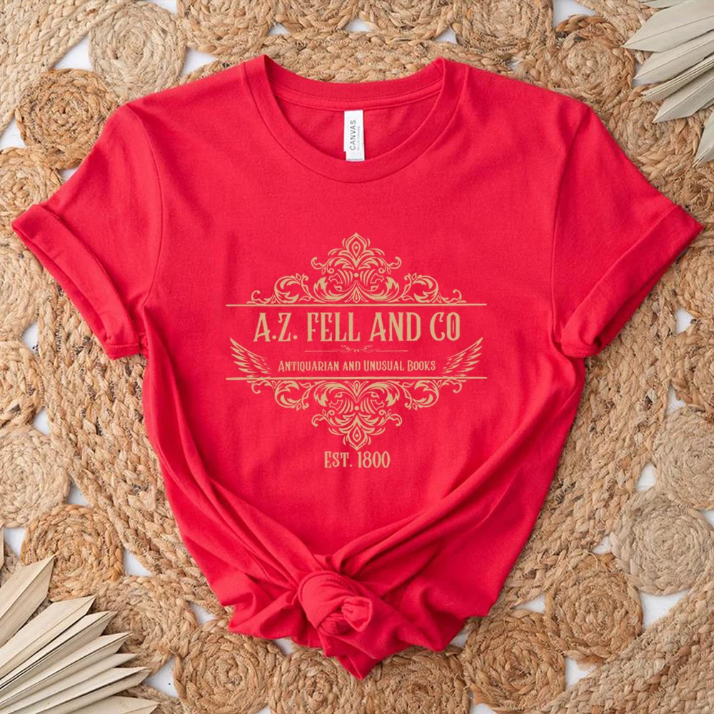 Good Omens T-shirts Woman A.Z. Fell and Co Antiquarian and Unusual Books T Shirt Retro Womens Clothing Unisex Casual Tops