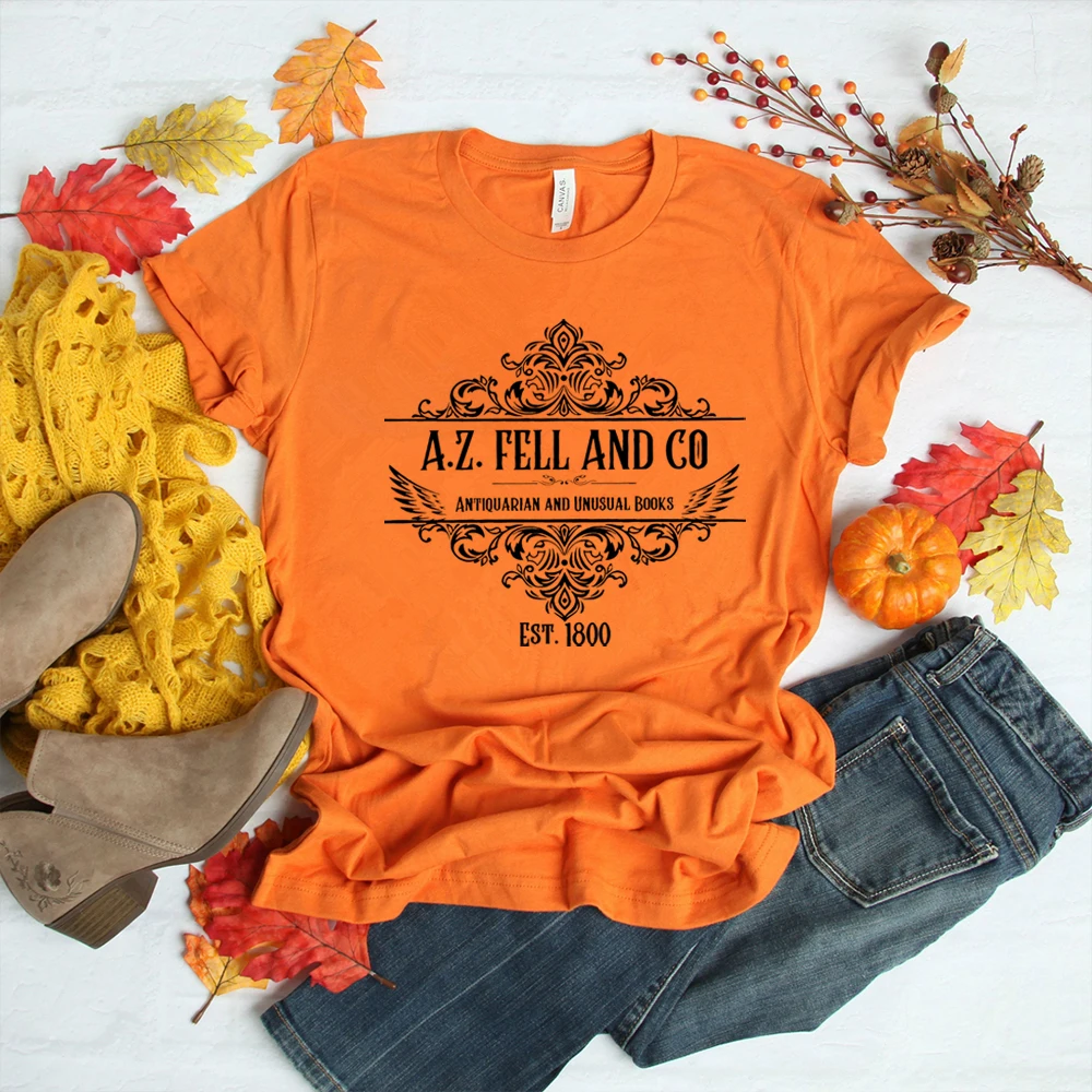 Good Omens T-shirts Woman A.Z. Fell and Co Antiquarian and Unusual Books T Shirt Retro Womens Clothing Unisex Casual Tops
