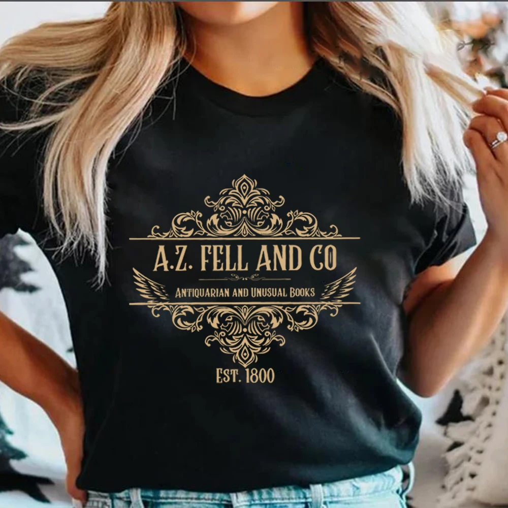 Good Omens T-shirts Woman A.Z. Fell and Co Antiquarian and Unusual Books T Shirt Retro Womens Clothing Unisex Casual Tops