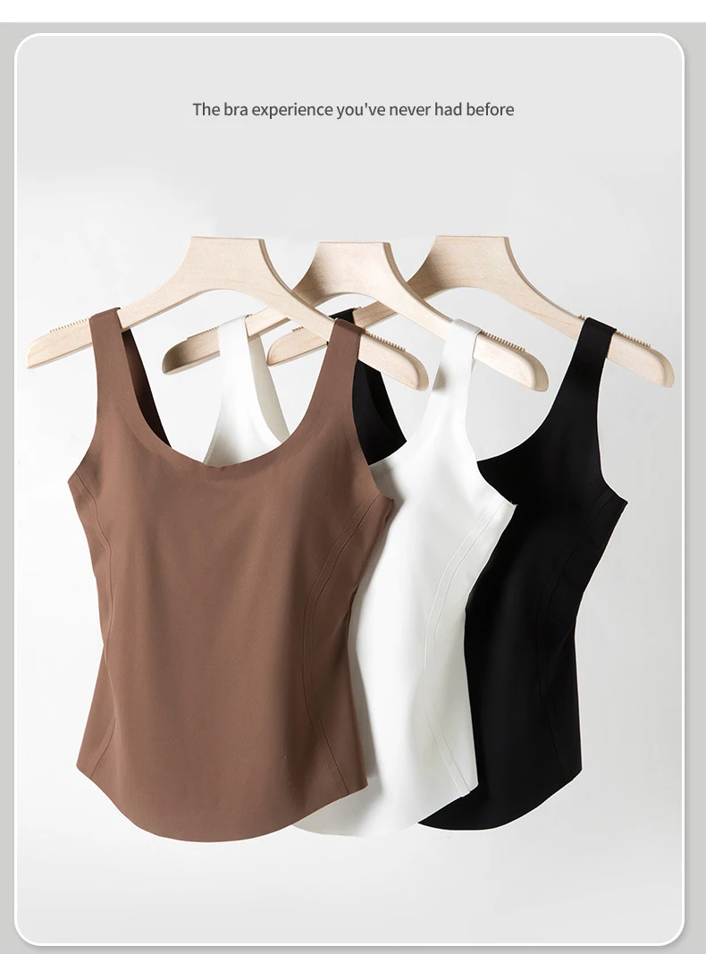 BIVIGAOS Summer Seamless U-shaped Sports Vest Women Chest Pads Integrated Basic Camisole Underwear Casual Sexy Fitness Tank Top