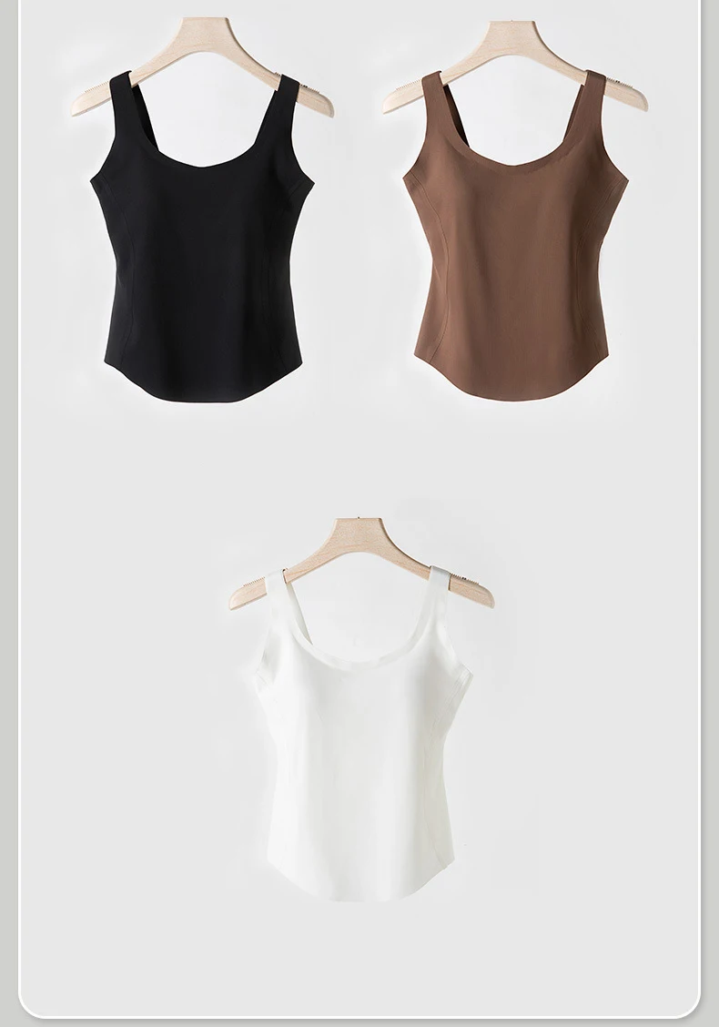 BIVIGAOS Summer Seamless U-shaped Sports Vest Women Chest Pads Integrated Basic Camisole Underwear Casual Sexy Fitness Tank Top