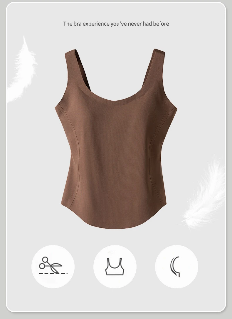 BIVIGAOS Summer Seamless U-shaped Sports Vest Women Chest Pads Integrated Basic Camisole Underwear Casual Sexy Fitness Tank Top