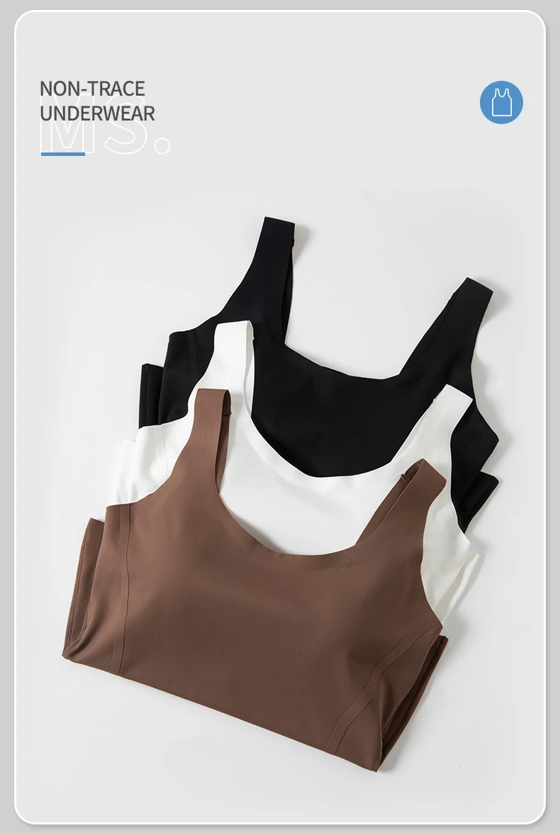 BIVIGAOS Summer Seamless U-shaped Sports Vest Women Chest Pads Integrated Basic Camisole Underwear Casual Sexy Fitness Tank Top