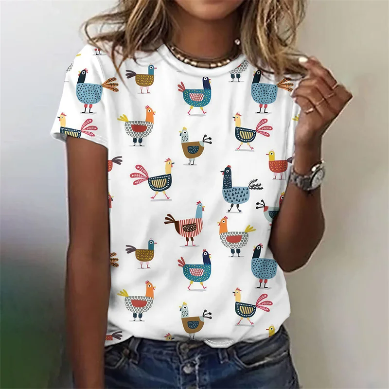 3D Printed Cowboy Horse T-Shirt For Women Colorful Animal Graphic T Shirts Summer Loose Tees Short Sleeves Round Neck Tops