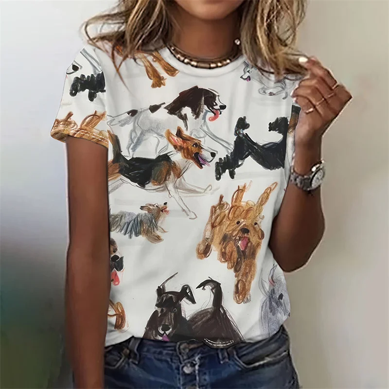 3D Printed Cowboy Horse T-Shirt For Women Colorful Animal Graphic T Shirts Summer Loose Tees Short Sleeves Round Neck Tops