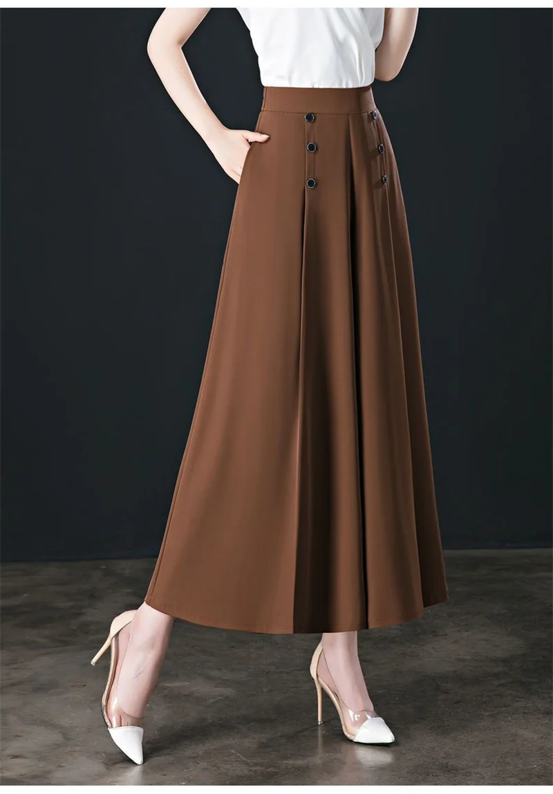 Spring Summer Wide Leg Pants Women Casual Solid Color Elastic High Waist Trousers Loose Woman Ankle-Length Pants Straight Pants
