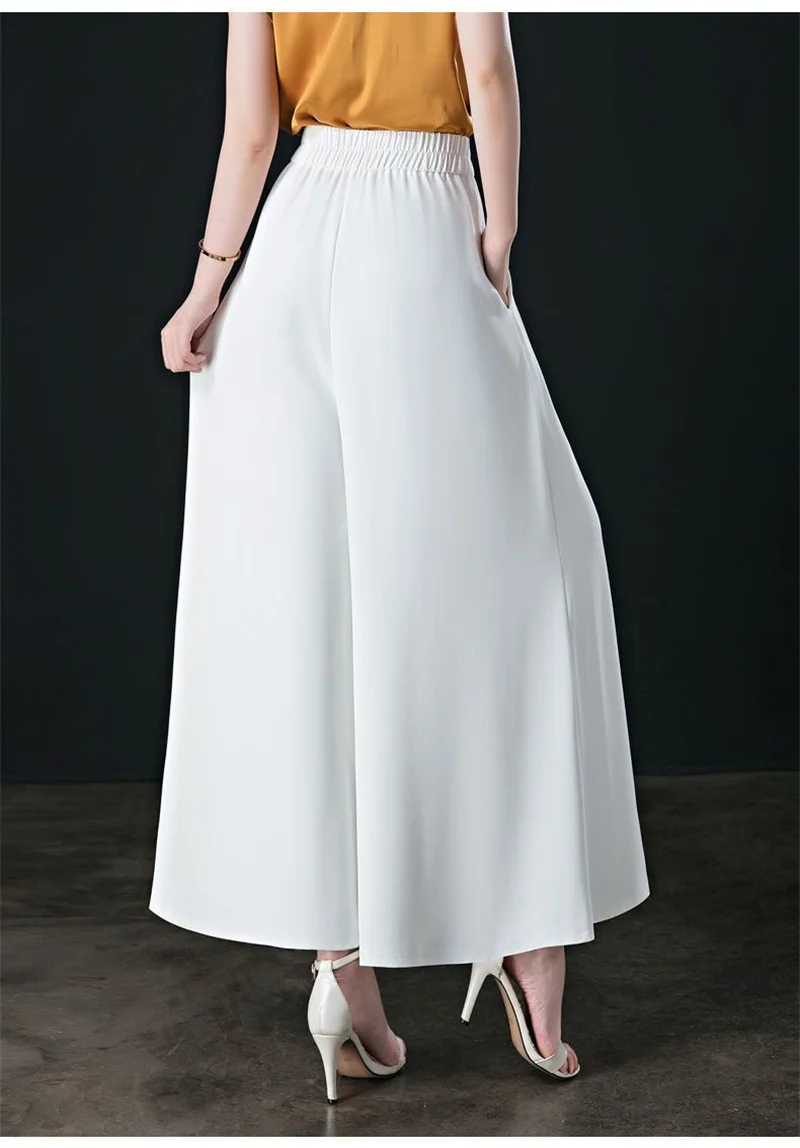 Spring Summer Wide Leg Pants Women Casual Solid Color Elastic High Waist Trousers Loose Woman Ankle-Length Pants Straight Pants
