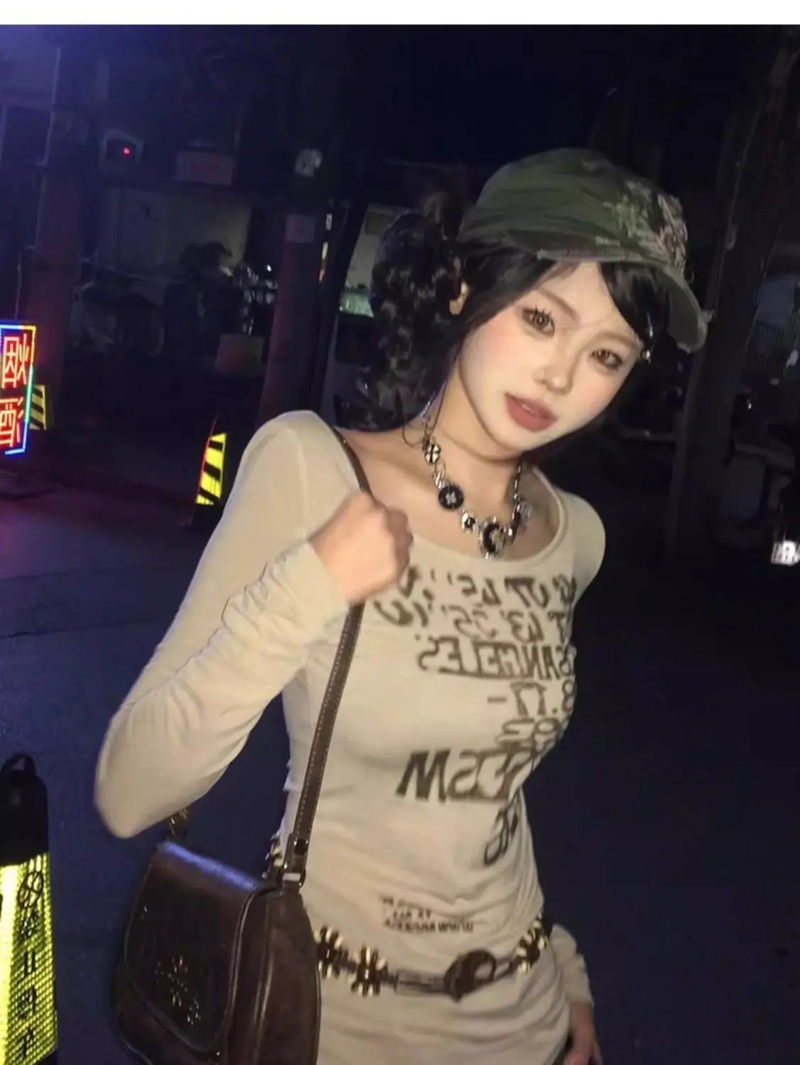 Tonngirls Y2k Vintage T Shirt Women Print Letter Tee Tops Skinny 2000s Japanese Autumn Streetwear Grunge Tops Fairycore Tshirts