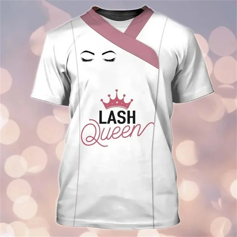 Artist Lashes Pattern T-Shirt For Women Eyelash Lovely 3D Printed Tees Summer Fashion Loose Tops Short Sleeves O-Neck T Shirts