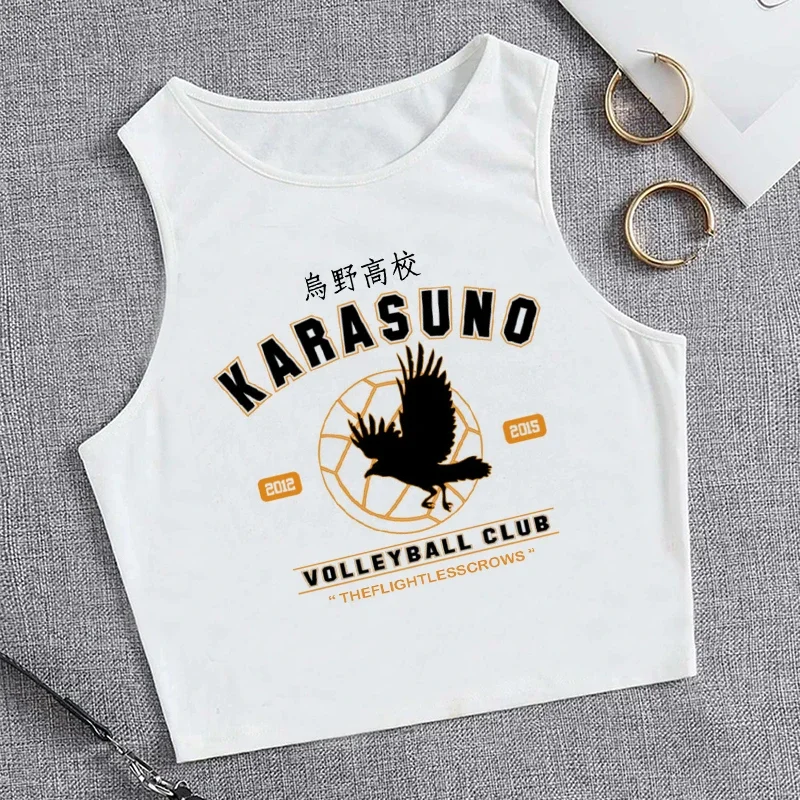 Fashion Vest Oya Oya Oya Haikyuu T Shirt Tank Top Kuroo Crop Top Tshirt Shirt Fly High Cropped Tees Karasuno T-shirt Tops Women