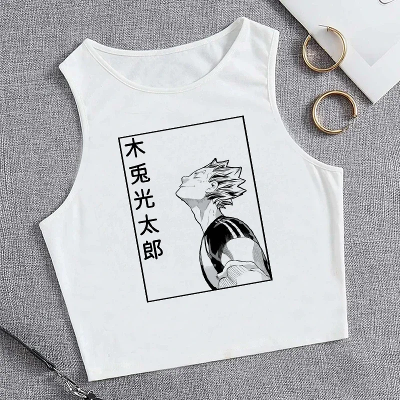 Fashion Vest Oya Oya Oya Haikyuu T Shirt Tank Top Kuroo Crop Top Tshirt Shirt Fly High Cropped Tees Karasuno T-shirt Tops Women