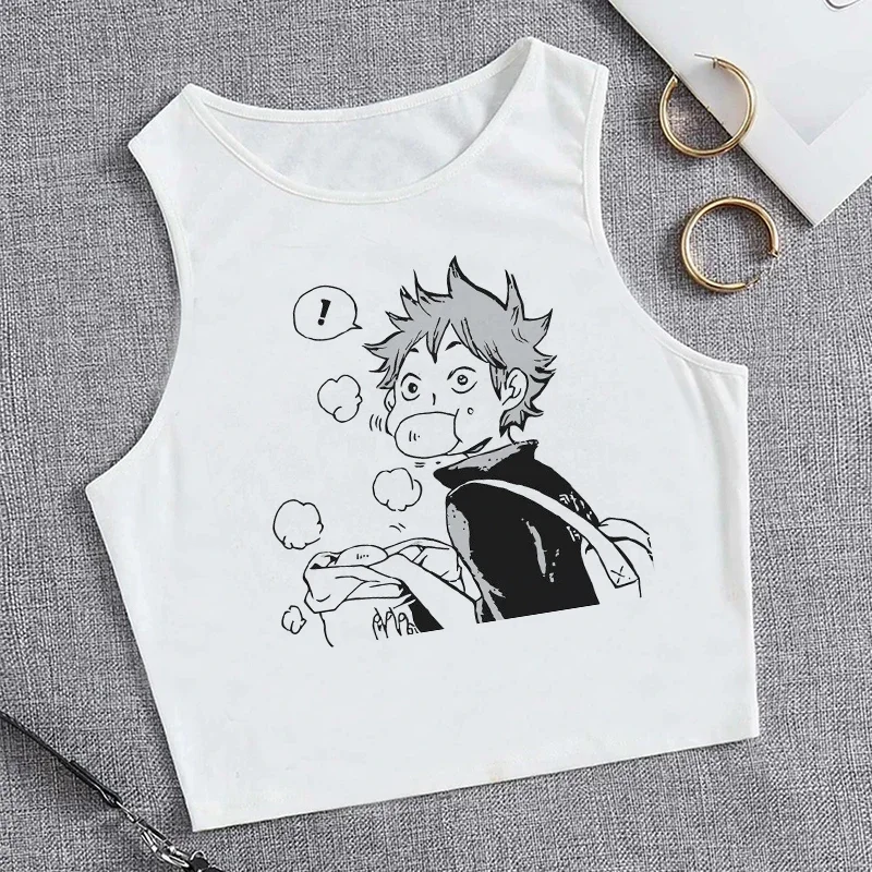 Fashion Vest Oya Oya Oya Haikyuu T Shirt Tank Top Kuroo Crop Top Tshirt Shirt Fly High Cropped Tees Karasuno T-shirt Tops Women