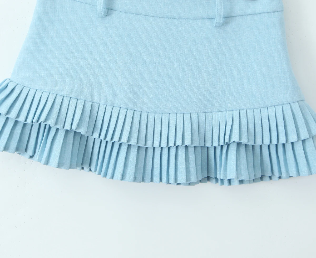 Summer Black Mini Skirts Vintage Kawaii Skirts Women Super Short Skirts For Woman Preppy Style Mirco Skirt Pleated Skirts Blue