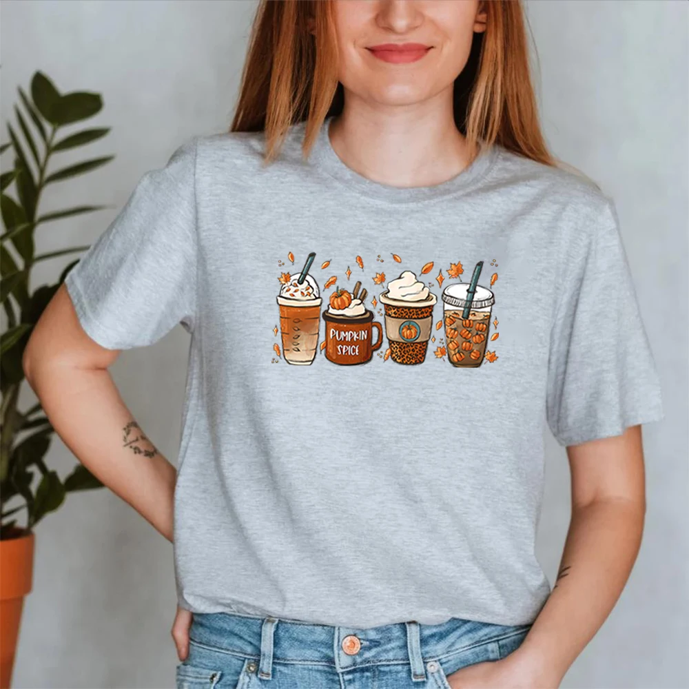 Fall Coffee T Shirt for Women Thanksgiving Retro Short Sleeves Tee Fall Pumpkin Spice Tshirt Trendy Autumn Winter Women Clothes