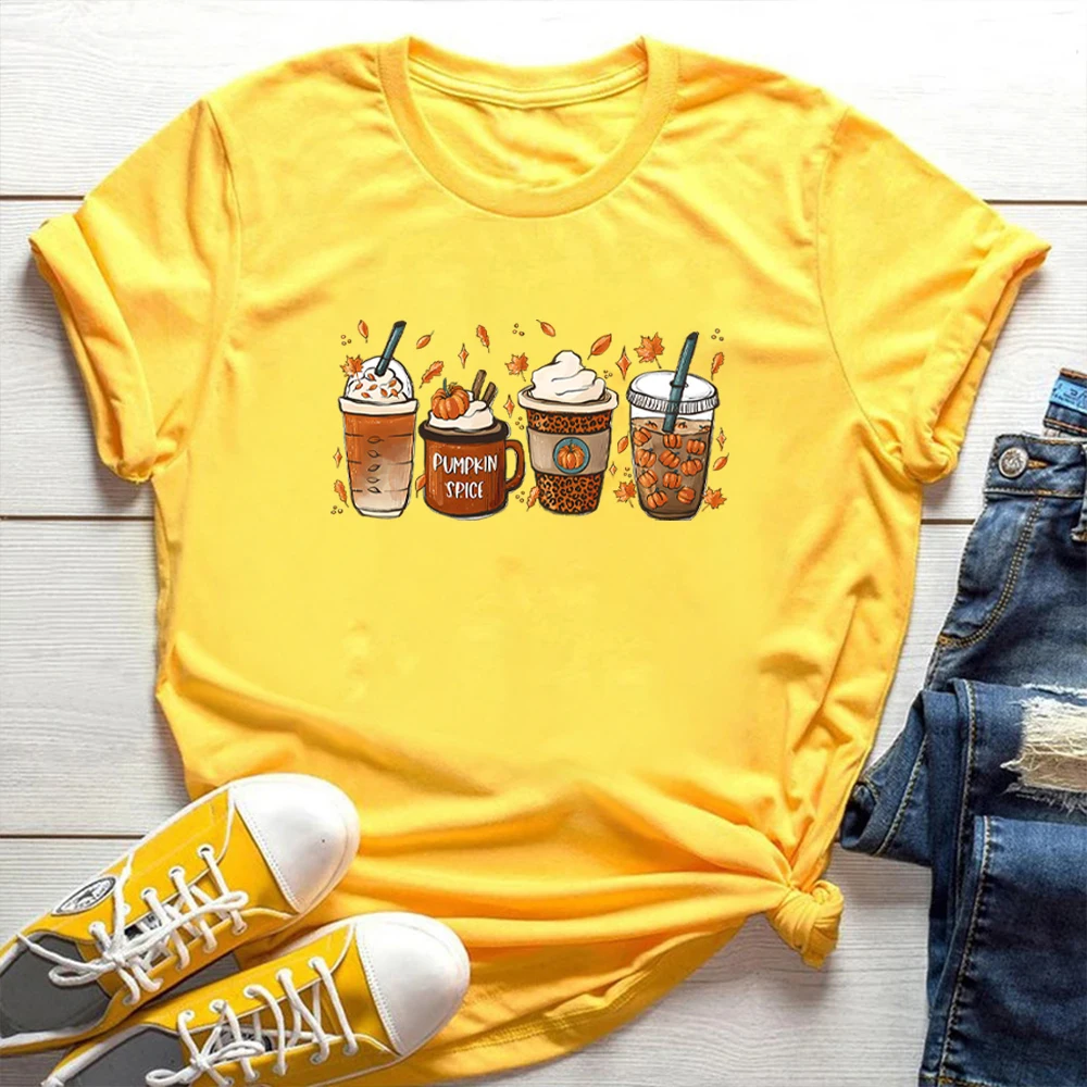 Fall Coffee T Shirt for Women Thanksgiving Retro Short Sleeves Tee Fall Pumpkin Spice Tshirt Trendy Autumn Winter Women Clothes
