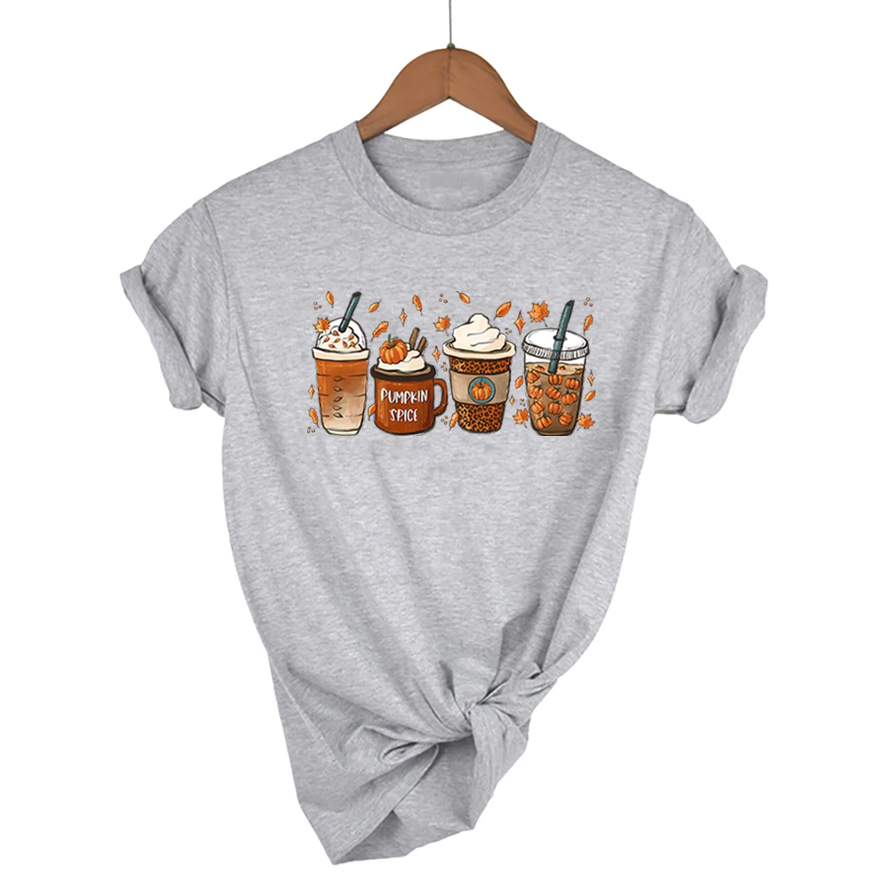 Fall Coffee T Shirt for Women Thanksgiving Retro Short Sleeves Tee Fall Pumpkin Spice Tshirt Trendy Autumn Winter Women Clothes