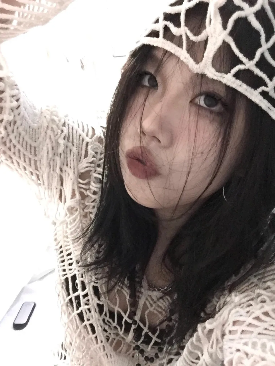 Karrram Japanese Y2k Hollow Out Knitted Top Trashy 2000s Style Spider Web Pullover Vintage Harajuku Hole Hooded Knitwear Grunge