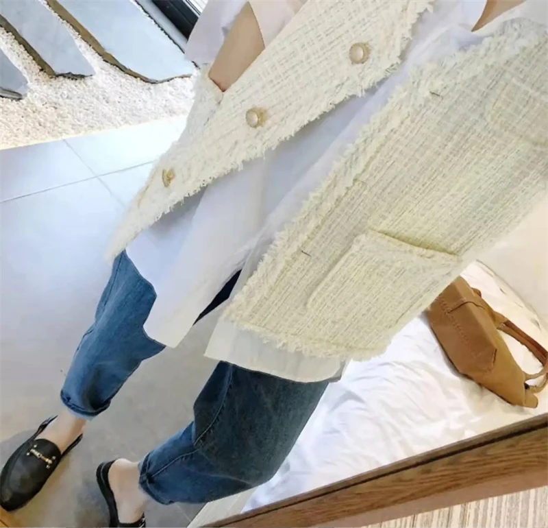 2025 Spring Autumn New Coarse Tweed Vest Fashion Women's Sleeveless Vest Coat Versatile Waistcoat Loose Female Tank Top Jacket