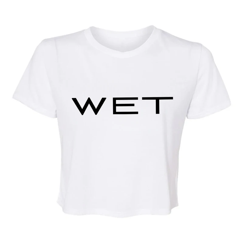 Wet Letter Print White Crop Top Shirt Y2k Streetwear Sexy Summer Clothes for Women Tank Tops 2024