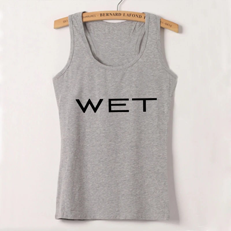 Wet Letter Print White Crop Top Shirt Y2k Streetwear Sexy Summer Clothes for Women Tank Tops 2024