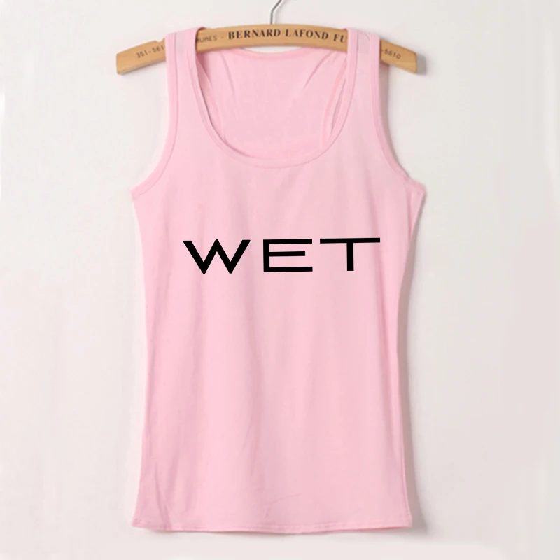 Wet Letter Print White Crop Top Shirt Y2k Streetwear Sexy Summer Clothes for Women Tank Tops 2024
