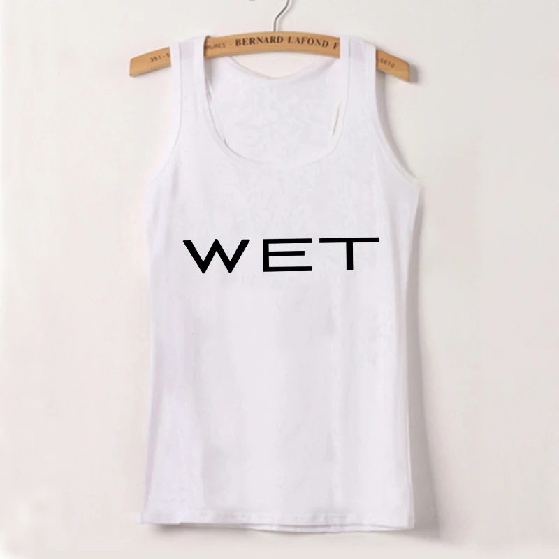 Wet Letter Print White Crop Top Shirt Y2k Streetwear Sexy Summer Clothes for Women Tank Tops 2024