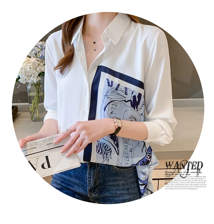 New Spring Women Blouses Fashion elegant ladies printed shirts Long Sleeve Tops Blusas Mujer