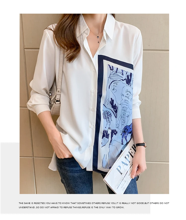 New Spring Women Blouses Fashion elegant ladies printed shirts Long Sleeve Tops Blusas Mujer