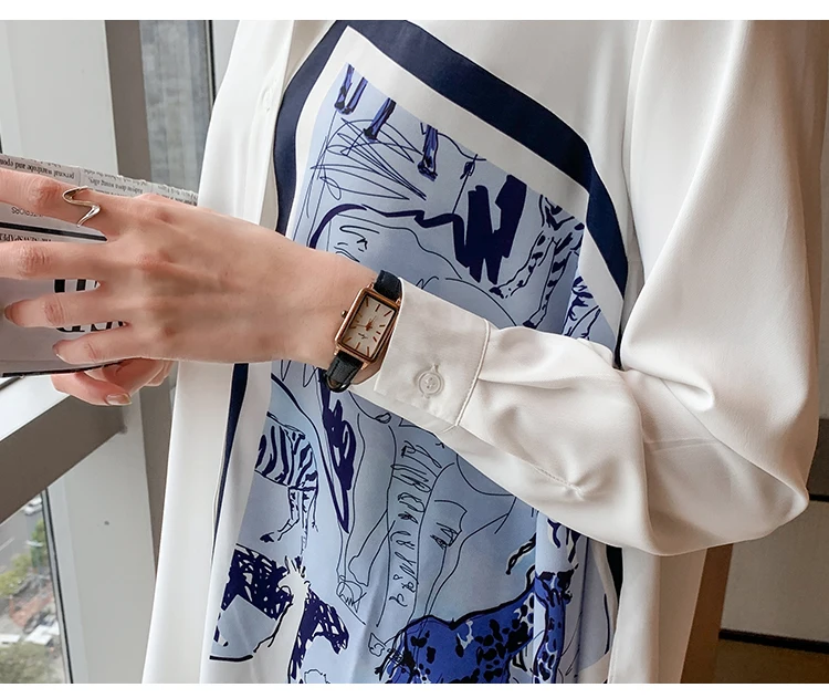 New Spring Women Blouses Fashion elegant ladies printed shirts Long Sleeve Tops Blusas Mujer
